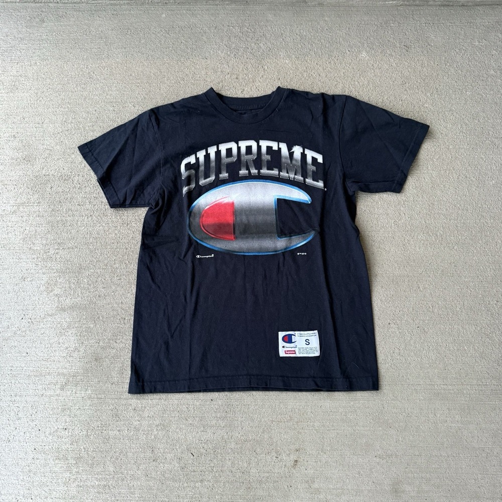 Supreme Champion Chrome Tee‎ Black SS19 Mens Small Graphic T-Shirt